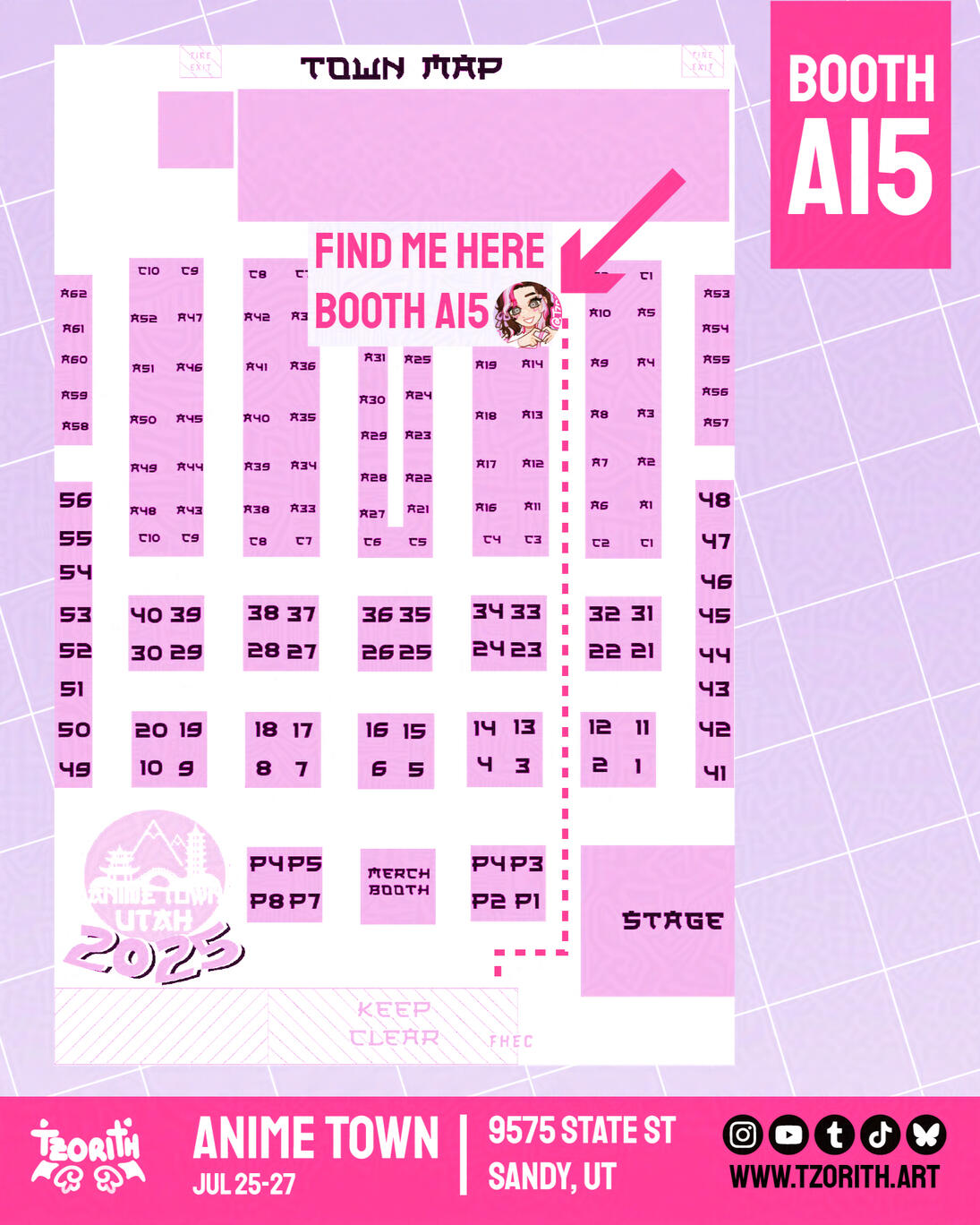 Map of booth locations for Anime Town